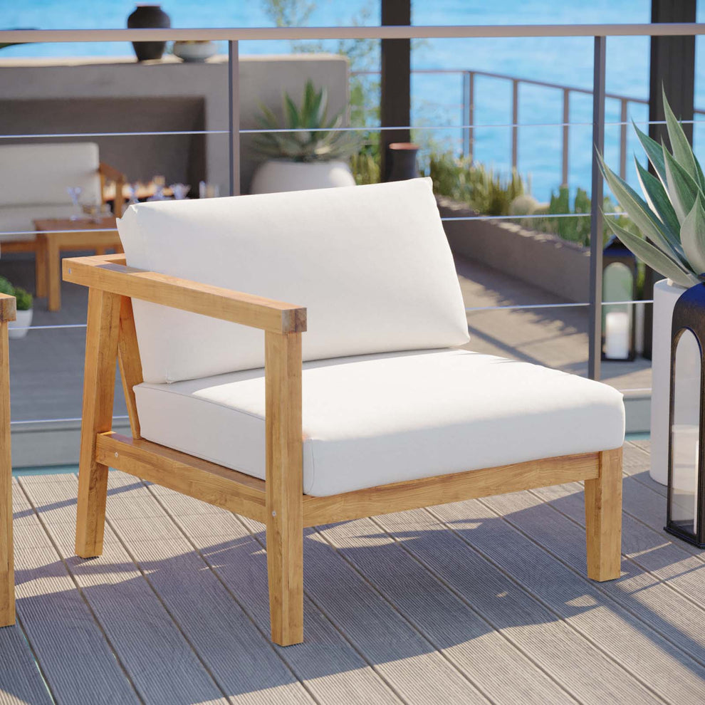 Modway Bayport Outdoor Patio Teak Wood Left-Arm Chair - EEI-4128 | Outdoor Chairs | Modishstore - 6