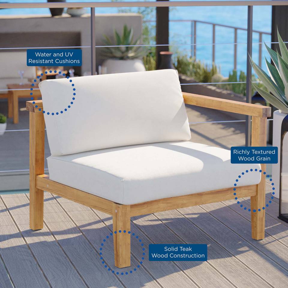 Modway Bayport Outdoor Patio Teak Wood Right-Arm Chair - EEI-4129 | Outdoor Chairs | Modishstore - 6