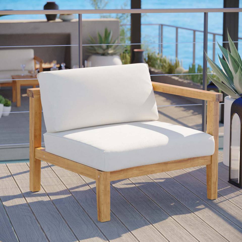 Modway Bayport Outdoor Patio Teak Wood Right-Arm Chair - EEI-4129 | Outdoor Chairs | Modishstore - 1