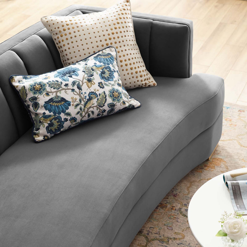 Encompass Channel Tufted Performance Velvet Curved Sofa By Modway - EEI-4134 | Sofas | Modishstore - 7