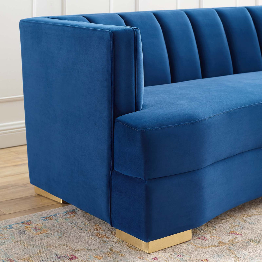 Encompass Channel Tufted Performance Velvet Curved Sofa By Modway - EEI-4134 | Sofas | Modishstore - 15