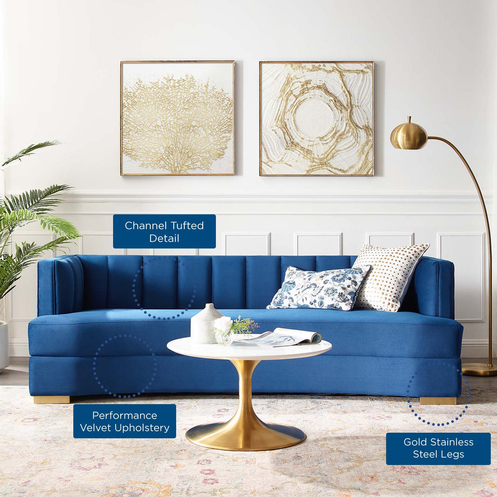 Encompass Channel Tufted Performance Velvet Curved Sofa By Modway - EEI-4134 | Sofas | Modishstore - 16