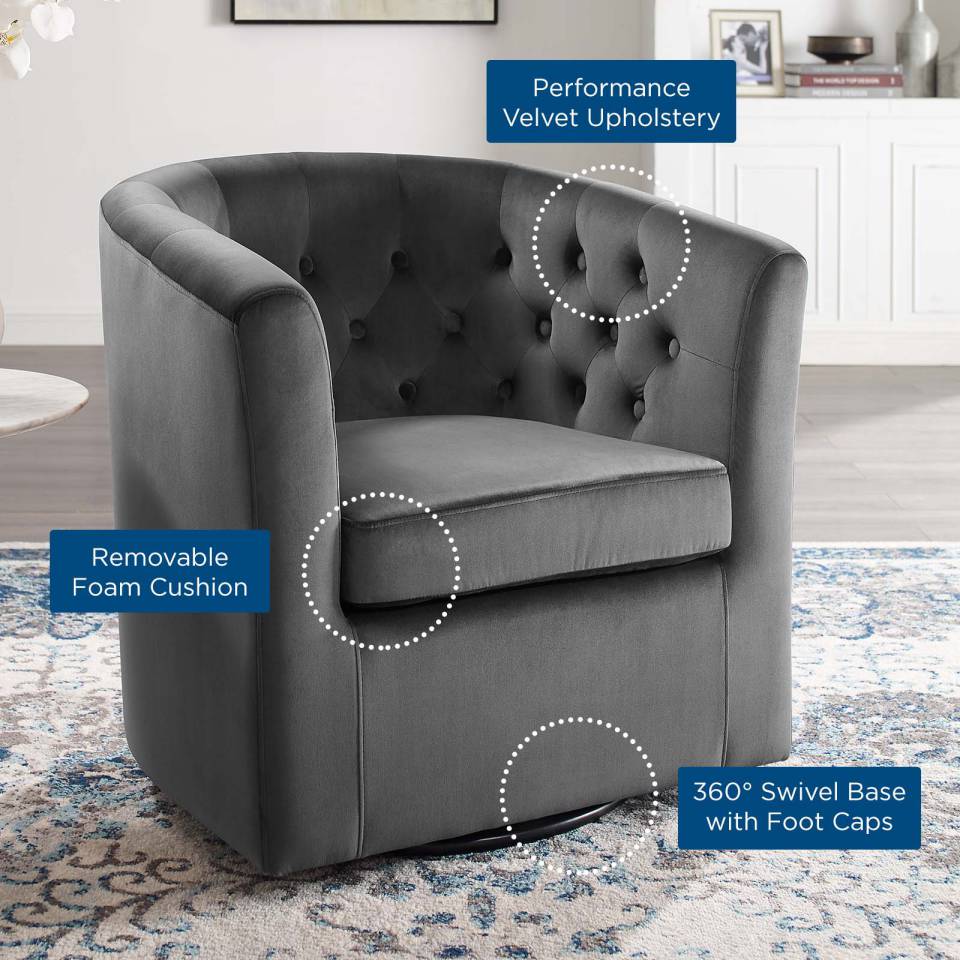 Modway Prospect Tufted Performance Velvet Swivel Armchair - EEI-4138 | Armchairs | Modishstore - 8