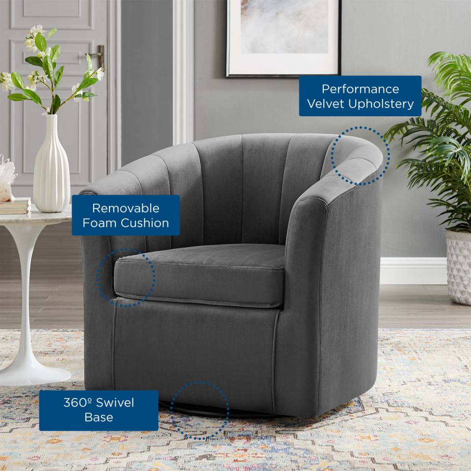 Modway Prospect Performance Velvet Swivel Armchair - EEI-4139 | Armchairs | Modishstore - 8