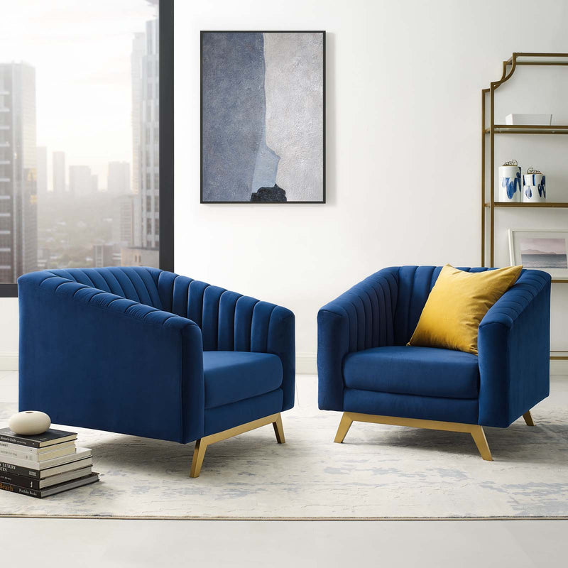 Valiant Vertical Channel Tufted Upholstered Performance Velvet Armchair Set of 2 By Modway - EEI-4142 | Dining Chairs | Modishstore - 1