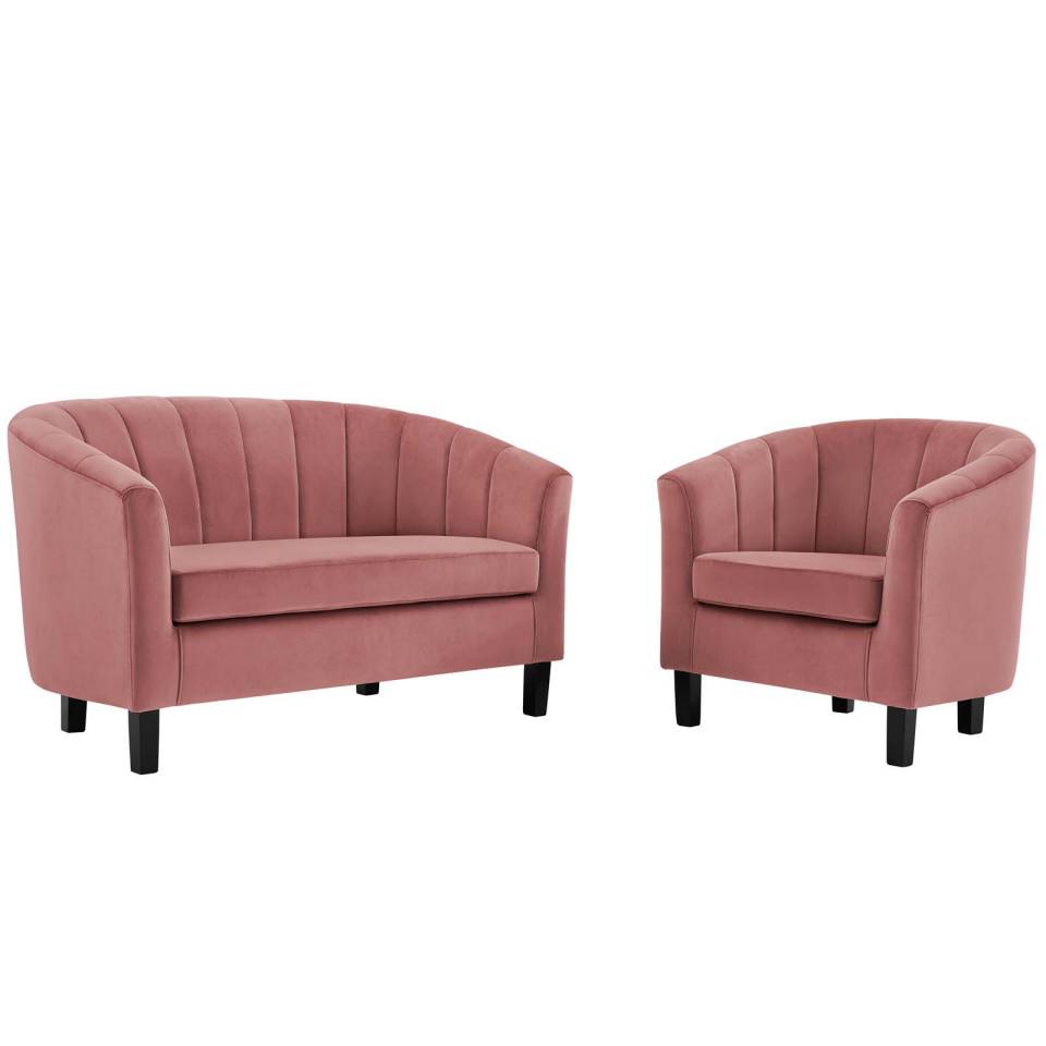 Modway Prospect Channel Tufted Performance Velvet Loveseat and Armchair Set - EEI-4146 | Sofa Set | Modishstore - 2