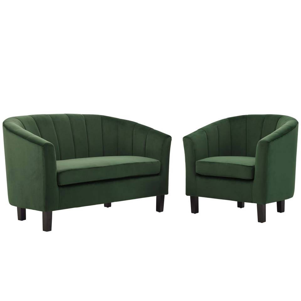Modway Prospect Channel Tufted Performance Velvet Loveseat and Armchair Set - EEI-4146 | Sofa Set | Modishstore - 7