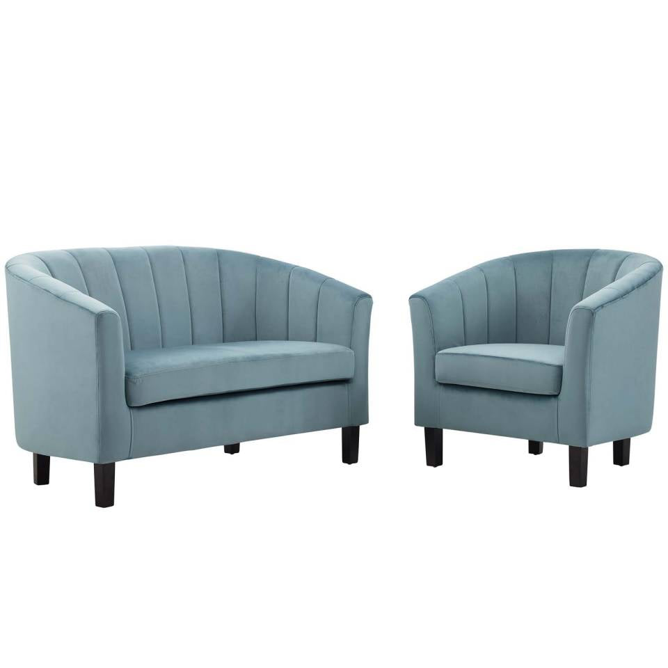 Modway Prospect Channel Tufted Performance Velvet Loveseat and Armchair Set - EEI-4146 | Sofa Set | Modishstore - 9
