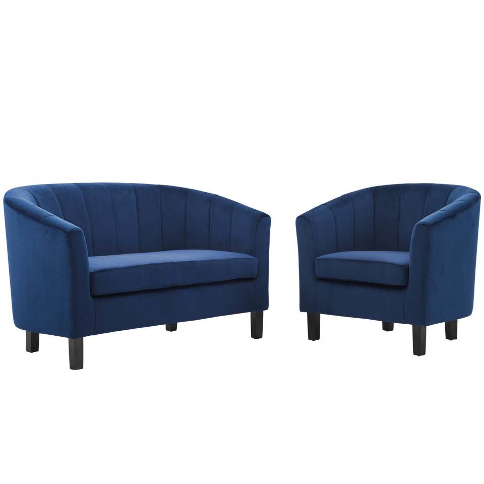 Modway Prospect Channel Tufted Performance Velvet Loveseat and Armchair Set - EEI-4146 | Sofa Set | Modishstore - 10