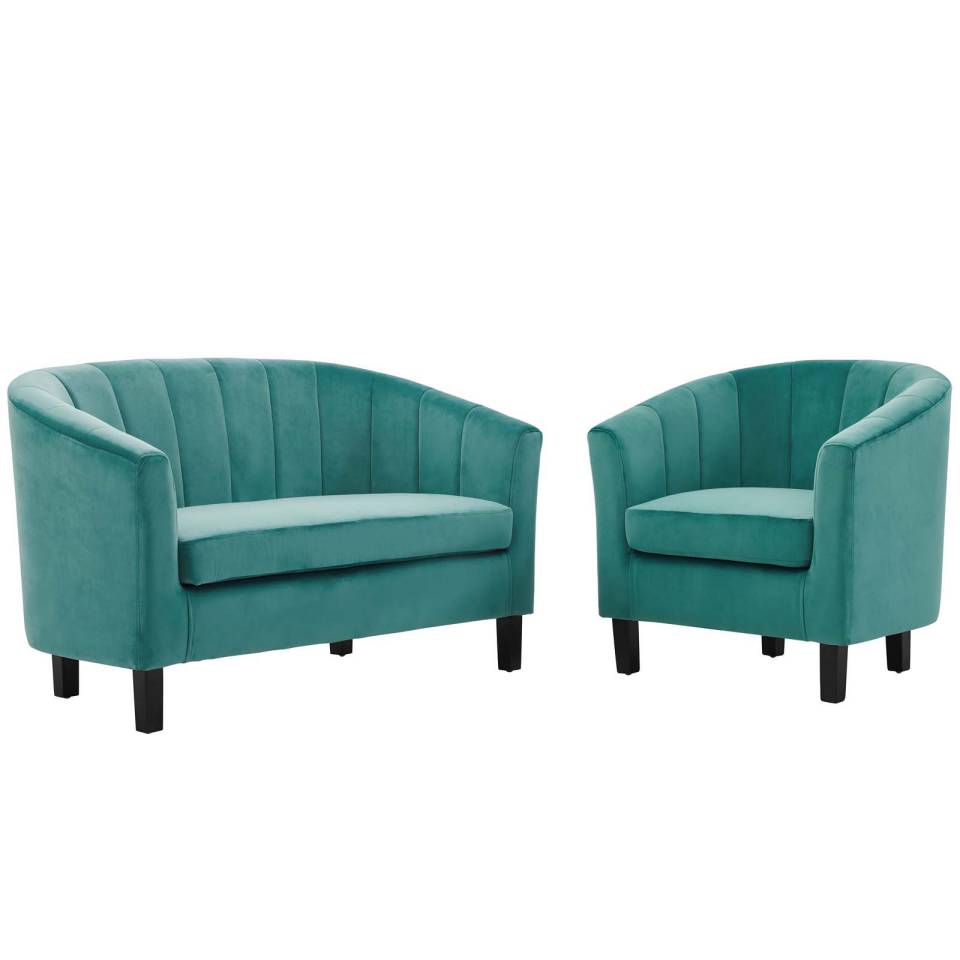 Modway Prospect Channel Tufted Performance Velvet Loveseat and Armchair Set - EEI-4146 | Sofa Set | Modishstore - 11