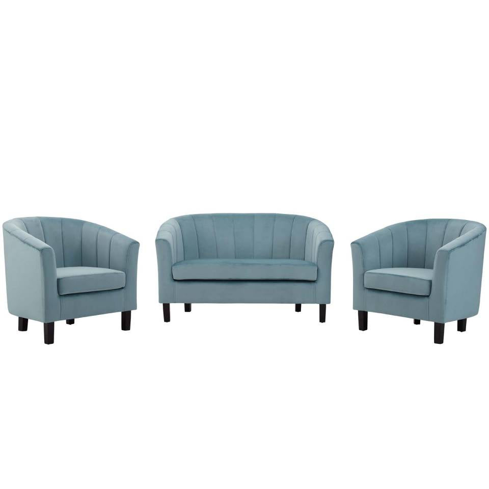 Modway Prospect Channel Tufted 3 Piece Performance Velvet Set - EEI-4147 | Sofa Set | Modishstore - 9