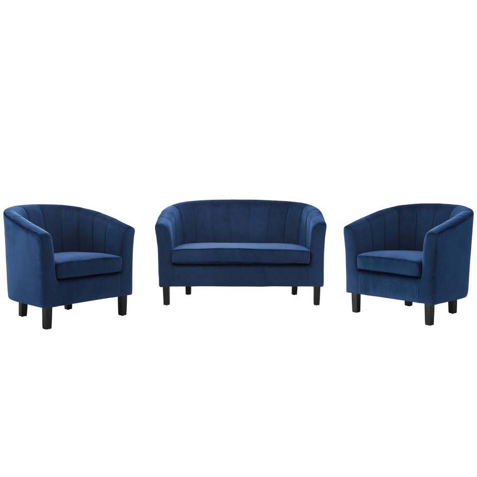 Modway Prospect Channel Tufted 3 Piece Performance Velvet Set - EEI-4147 | Sofa Set | Modishstore - 10