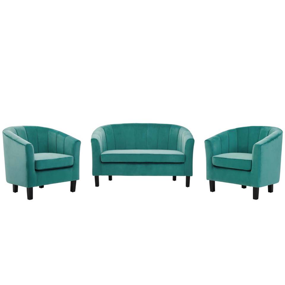 Modway Prospect Channel Tufted 3 Piece Performance Velvet Set - EEI-4147 | Sofa Set | Modishstore - 11