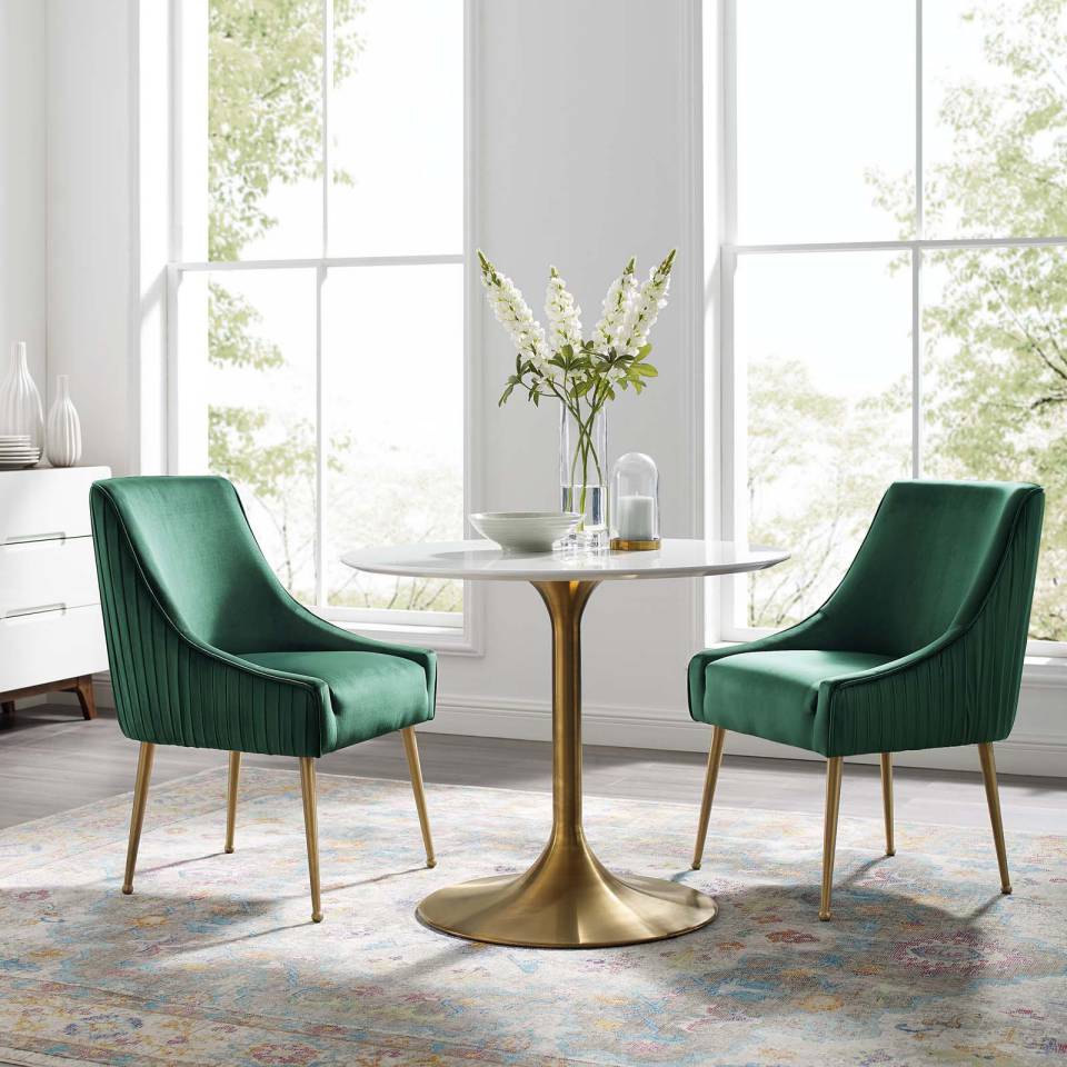 Modway Discern Pleated Back Upholstered Performance Velvet Dining Chair Set of 2 - EEI-4149 | Dining Chairs | Modishstore - 1