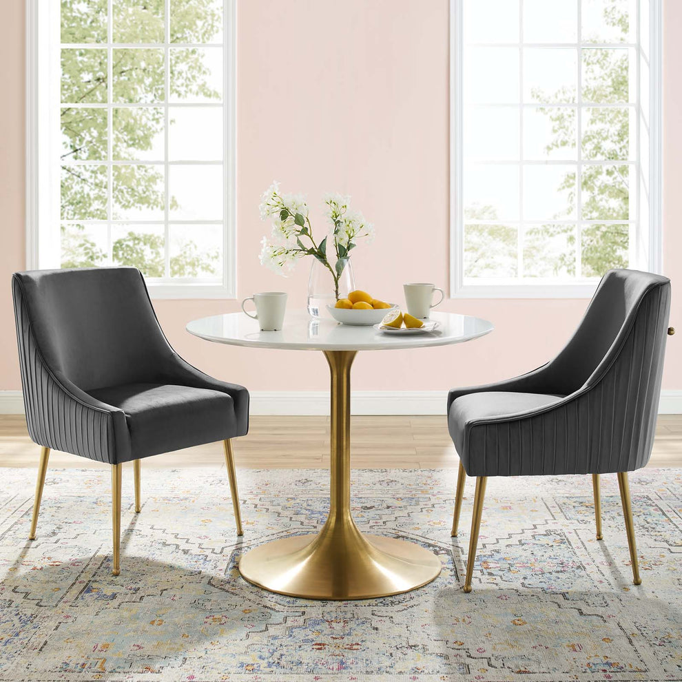 Modway Discern Pleated Back Upholstered Performance Velvet Dining Chair Set of 2 - EEI-4149 | Dining Chairs | Modishstore - 3