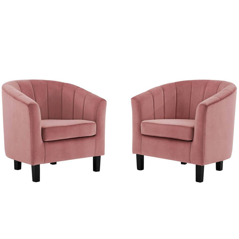 Modway Prospect Channel Tufted Performance Velvet Armchair Set of 2 - EEI-4150 | Armchairs | Modishstore - 2