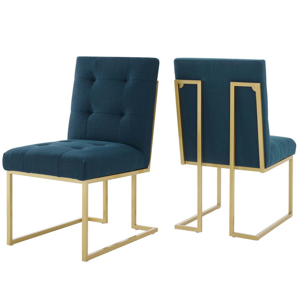 Modway Privy Gold Stainless Steel Upholstered Fabric Dining Accent Chair Set of 2 - EEI-4151 | Dining Chairs | Modishstore - 4