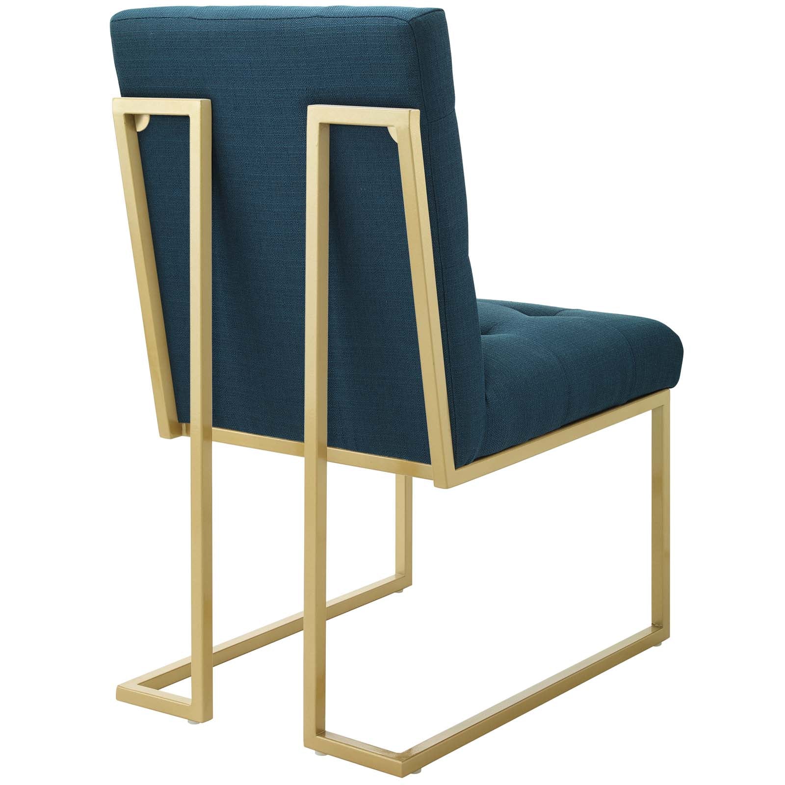 Modway Privy Gold Stainless Steel Upholstered Fabric Dining Accent Chair Set of 2 | Dining Chairs | Modishstore-3