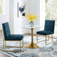 Modway Privy Gold Stainless Steel Upholstered Fabric Dining Accent Chair Set of 2 - EEI-4151 | Dining Chairs | Modishstore - 1