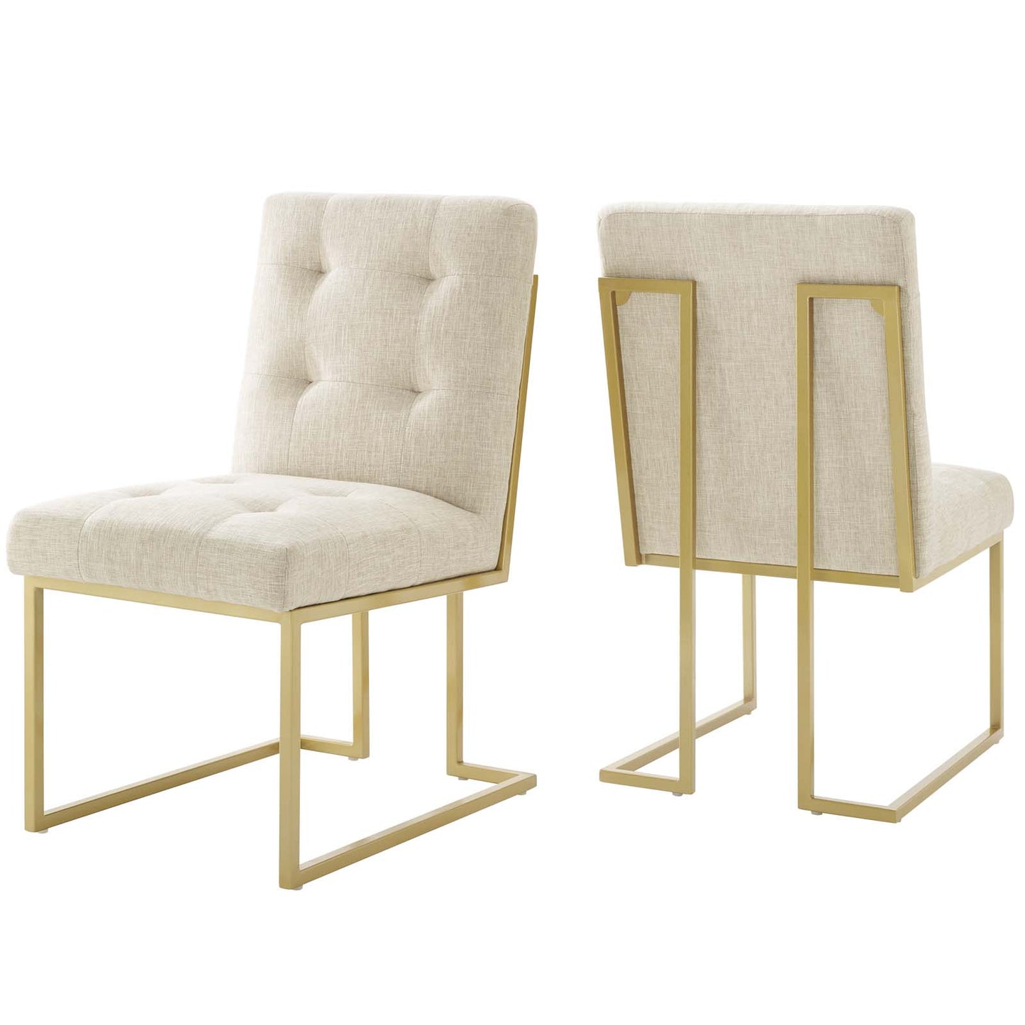 Modway Privy Gold Stainless Steel Upholstered Fabric Dining Accent Chair Set of 2 | Dining Chairs | Modishstore-8