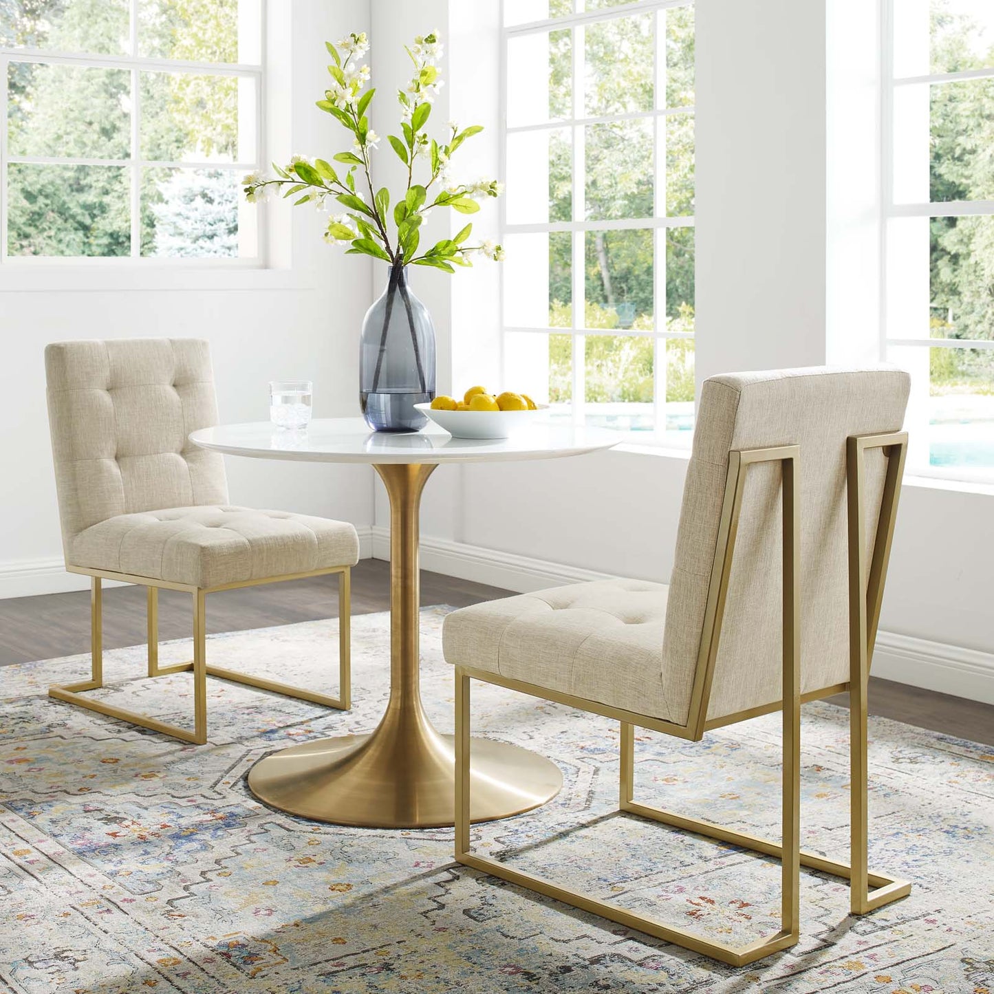 Modway Privy Gold Stainless Steel Upholstered Fabric Dining Accent Chair Set of 2 - EEI-4151 | Dining Chairs | Modishstore - 7