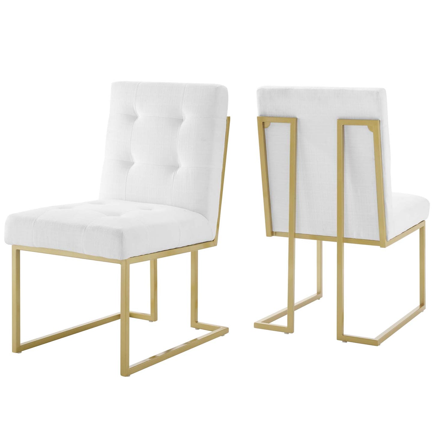 Modway Privy Gold Stainless Steel Upholstered Fabric Dining Accent Chair Set of 2 | Dining Chairs | Modishstore-12