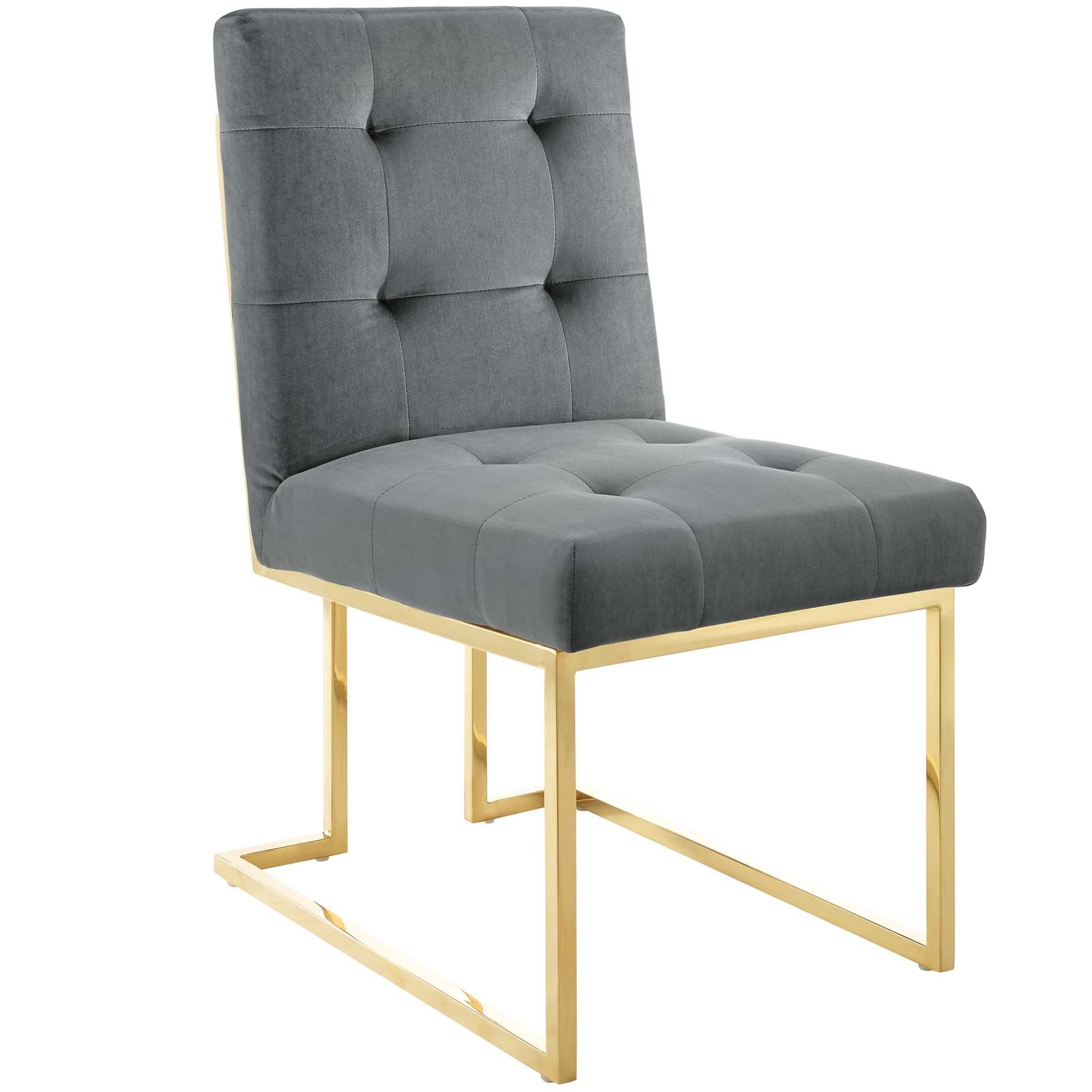 Modway Privy Gold Stainless Steel Performance Velvet Dining Chair Set of 2 - EEI-4152 | Dining Chairs | Modishstore - 2