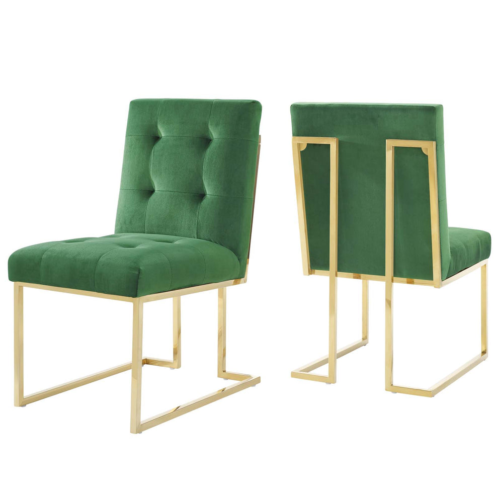 Modway Privy Gold Stainless Steel Performance Velvet Dining Chair Set of 2 - EEI-4152 | Dining Chairs | Modishstore - 10