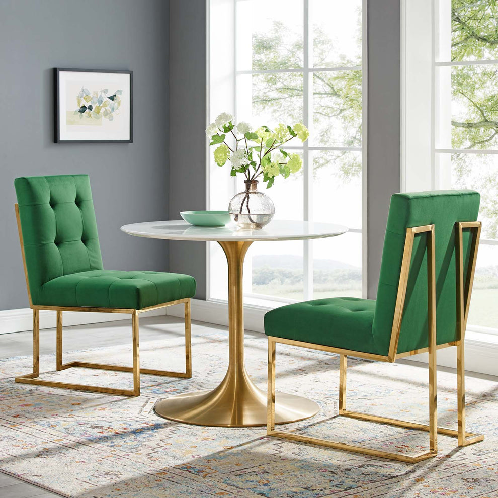 Modway Privy Gold Stainless Steel Performance Velvet Dining Chair Set of 2 - EEI-4152 | Dining Chairs | Modishstore - 9