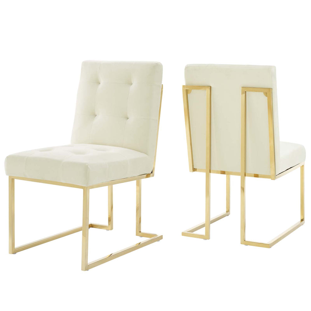 Modway Privy Gold Stainless Steel Performance Velvet Dining Chair Set of 2 - EEI-4152 | Dining Chairs | Modishstore - 16