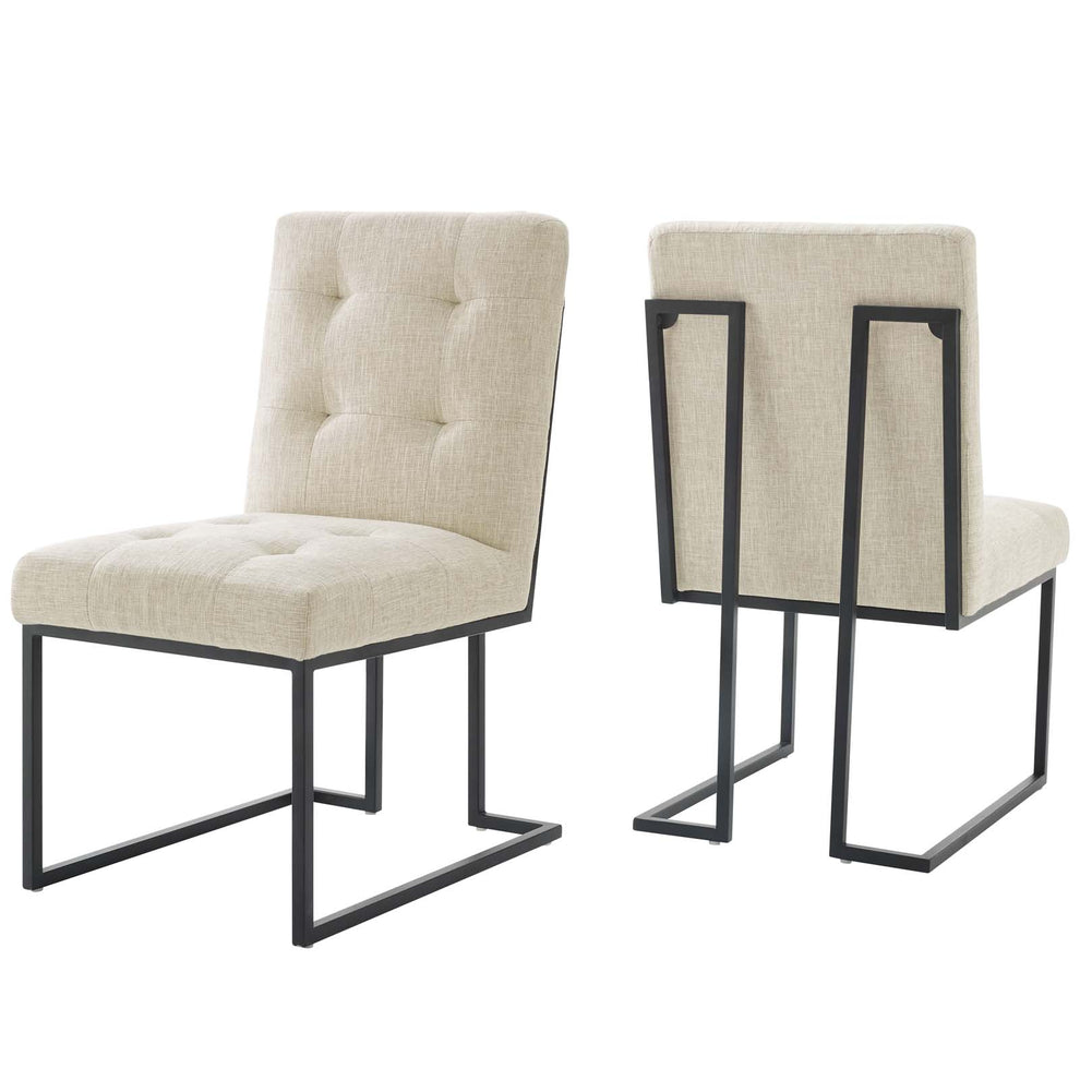 Modway Privy Black Stainless Steel Upholstered Fabric Dining Chair Set of 2 - EEI-4153 | Dining Chairs | Modishstore - 4