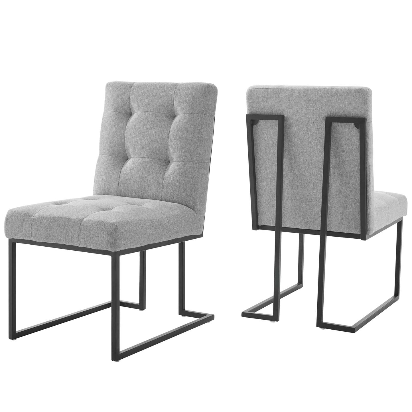 Modway Privy Black Stainless Steel Upholstered Fabric Dining Chair Set of 2 | Dining Chairs | Modishstore-8