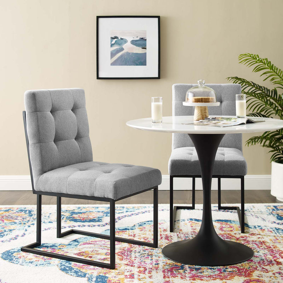 Modway Privy Black Stainless Steel Upholstered Fabric Dining Chair Set of 2 - EEI-4153 | Dining Chairs | Modishstore - 7