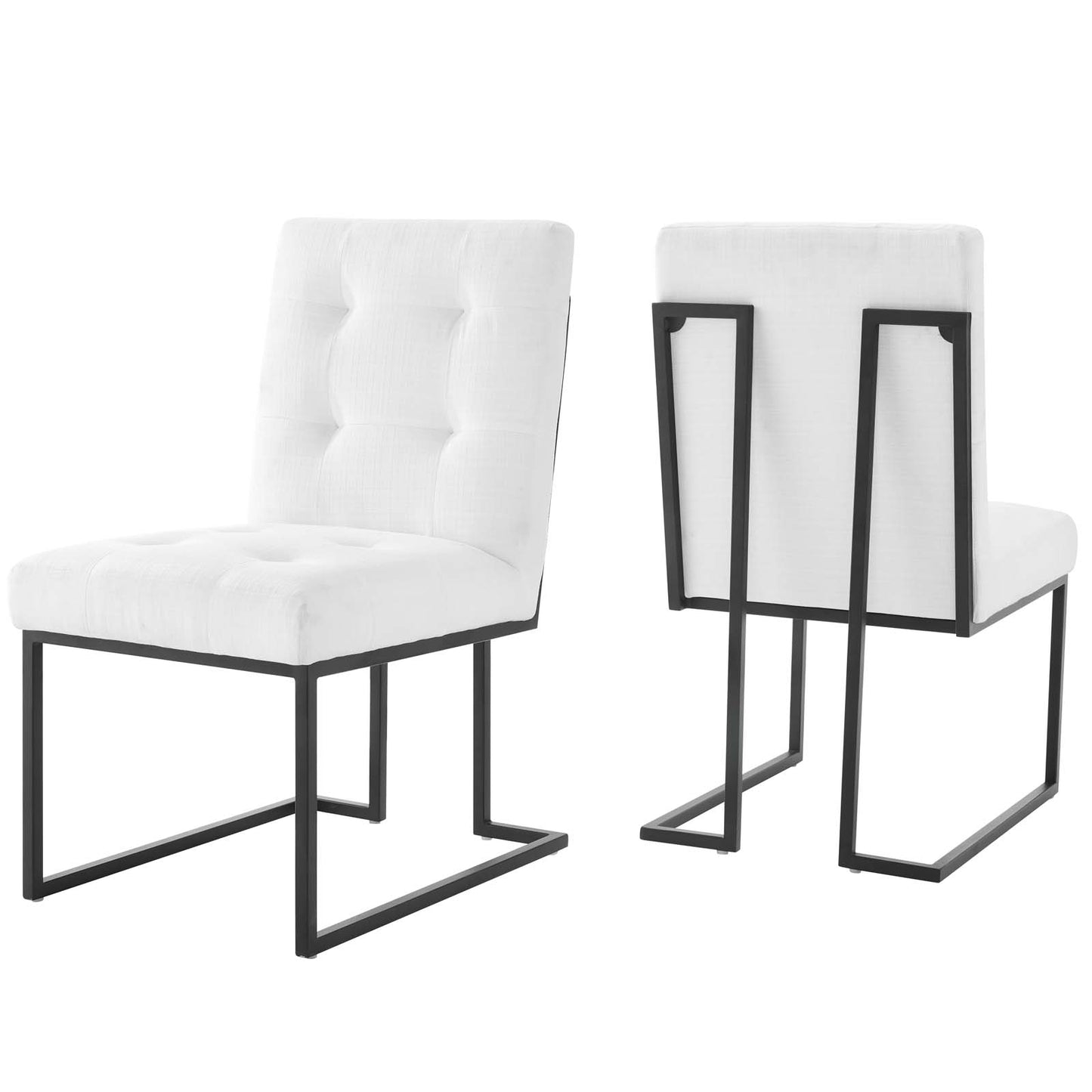 Modway Privy Black Stainless Steel Upholstered Fabric Dining Chair Set of 2 | Dining Chairs | Modishstore-12