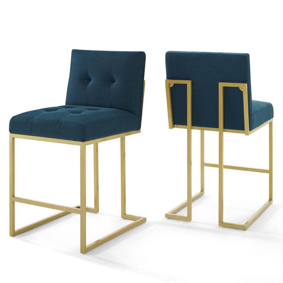 Modway Privy Gold Stainless Steel Upholstered Fabric Counter Stool Set of 2 - EEI-4154 | Counter Stools | Modishstore - 2