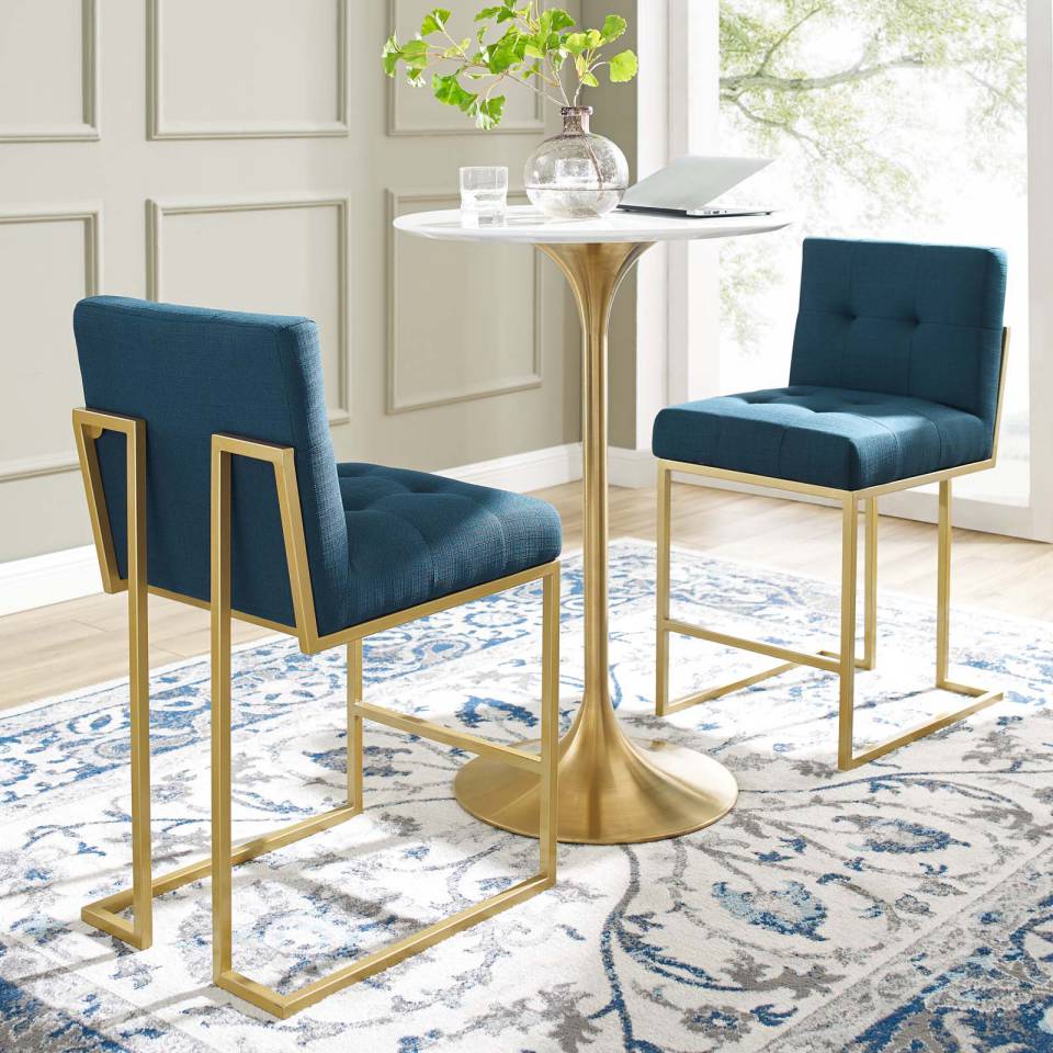 Modway Privy Gold Stainless Steel Upholstered Fabric Counter Stool Set of 2 - EEI-4154 | Counter Stools | Modishstore - 1