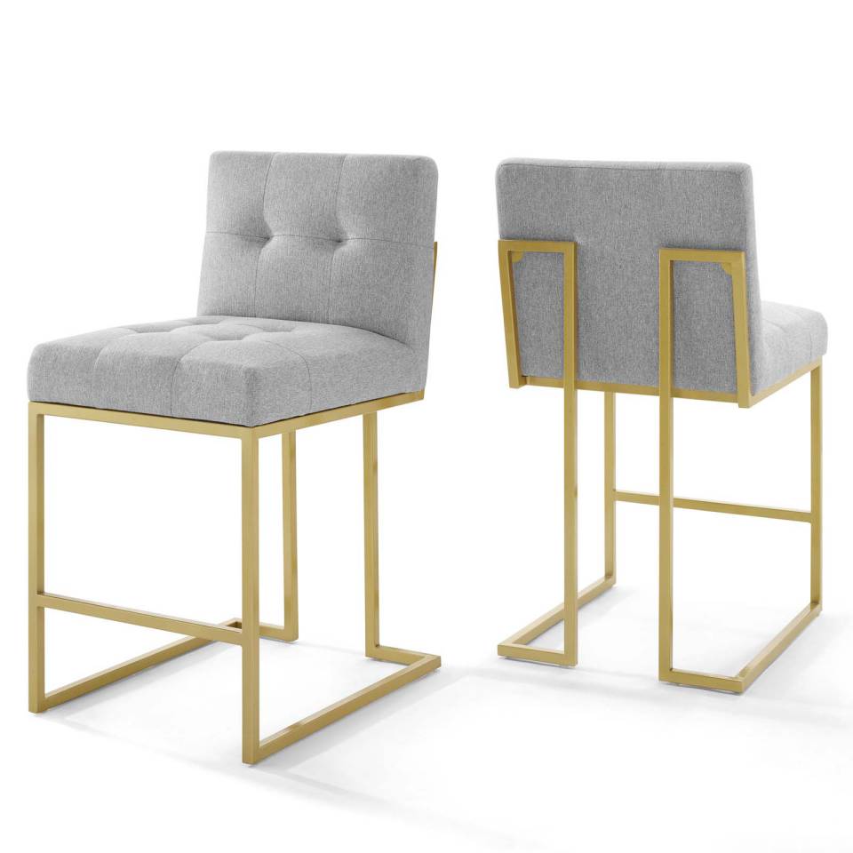 Modway Privy Gold Stainless Steel Upholstered Fabric Counter Stool Set of 2 | Counter Stools | Modishstore-6