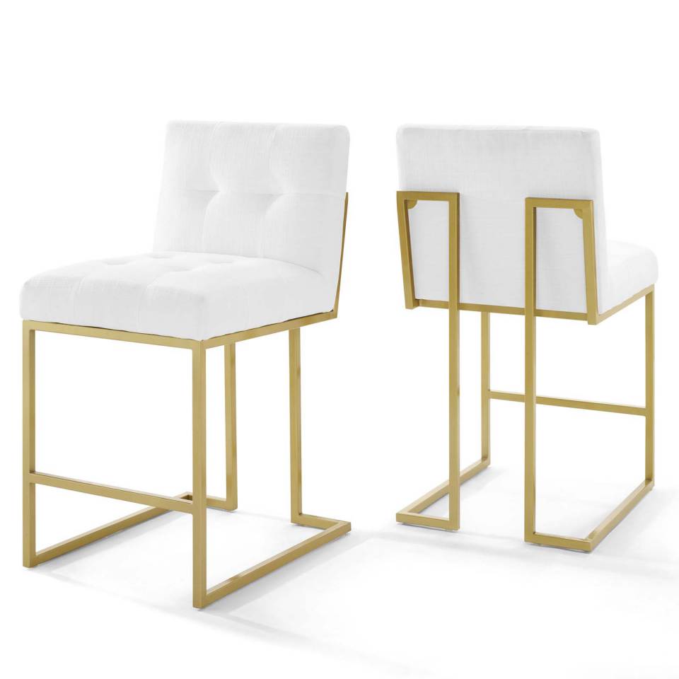 Modway Privy Gold Stainless Steel Upholstered Fabric Counter Stool Set of 2 | Counter Stools | Modishstore-7