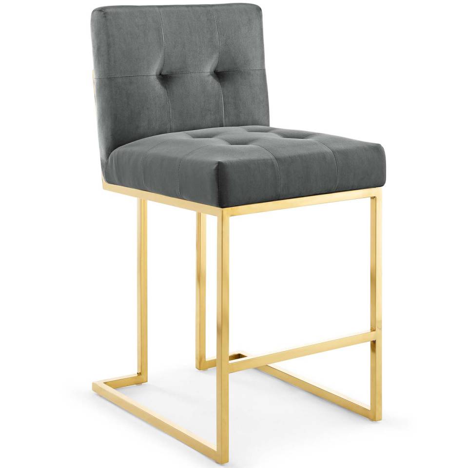 Modway Privy Gold Stainless Steel Performance Velvet Counter Stool Set of 2 - EEI-4155 | Counter Stools | Modishstore - 3