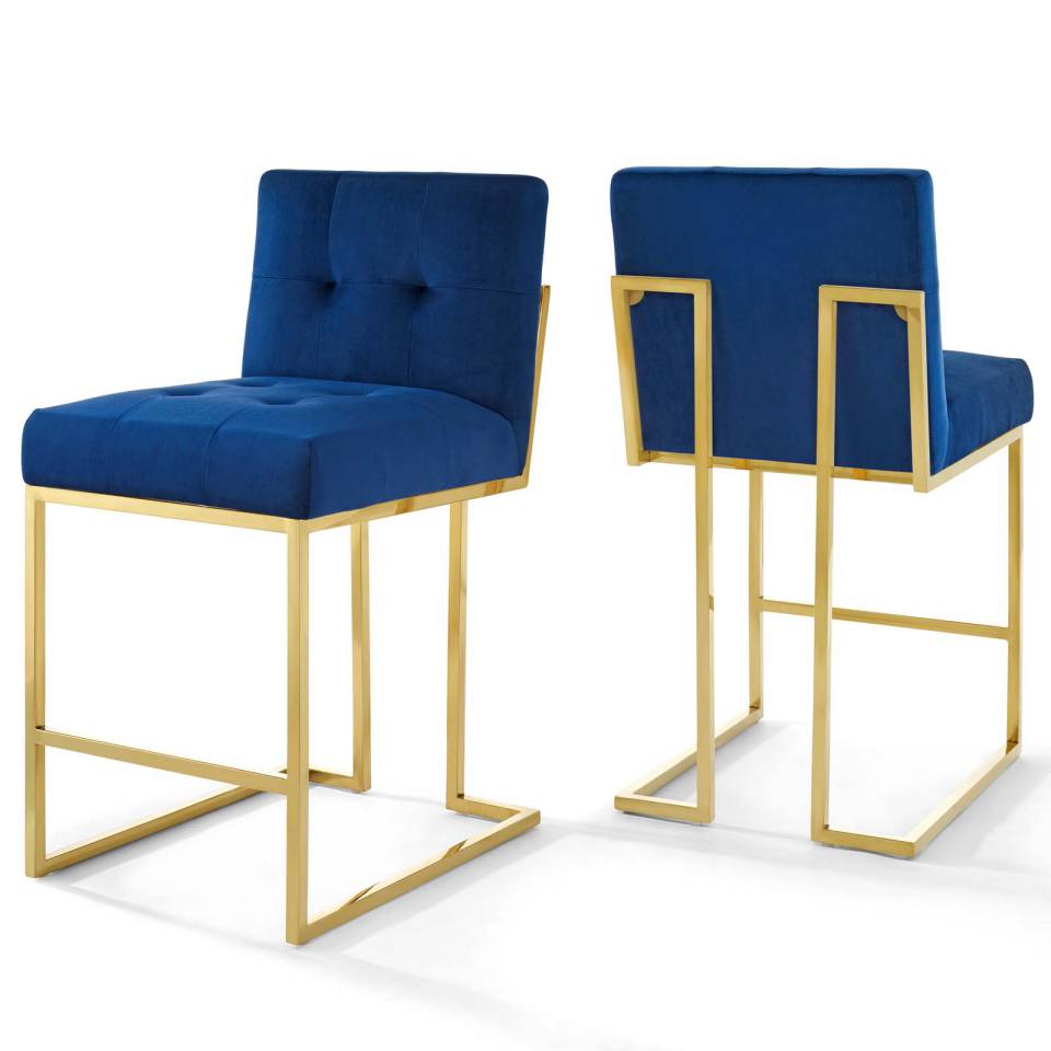 Modway Privy Gold Stainless Steel Performance Velvet Counter Stool Set of 2 - EEI-4155 | Counter Stools | Modishstore - 7