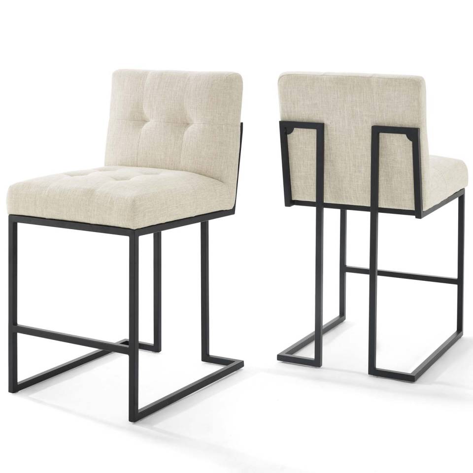Modway Privy Black Stainless Steel Upholstered Fabric Counter Stool Set of 2 - EEI-4156 | Counter Stools | Modishstore - 2
