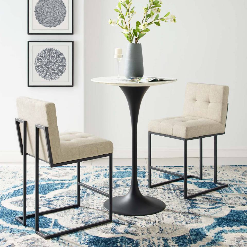 Modway Privy Black Stainless Steel Upholstered Fabric Counter Stool Set of 2 - EEI-4156 | Counter Stools | Modishstore - 1
