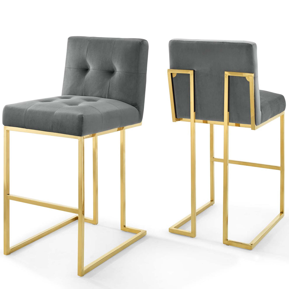 Modway Privy Gold Stainless Steel Performance Velvet Bar Stool Set of 2 - EEI-4158 | Bar Stools | Modishstore - 4