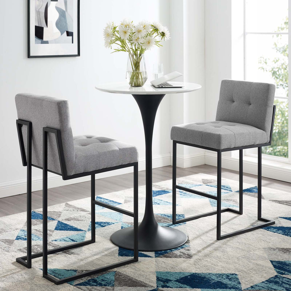 Privy Black Stainless Steel Upholstered Fabric Bar Stool Set of 2 By Modway - EEI-4159 | Bar Stools | Modishstore - 1