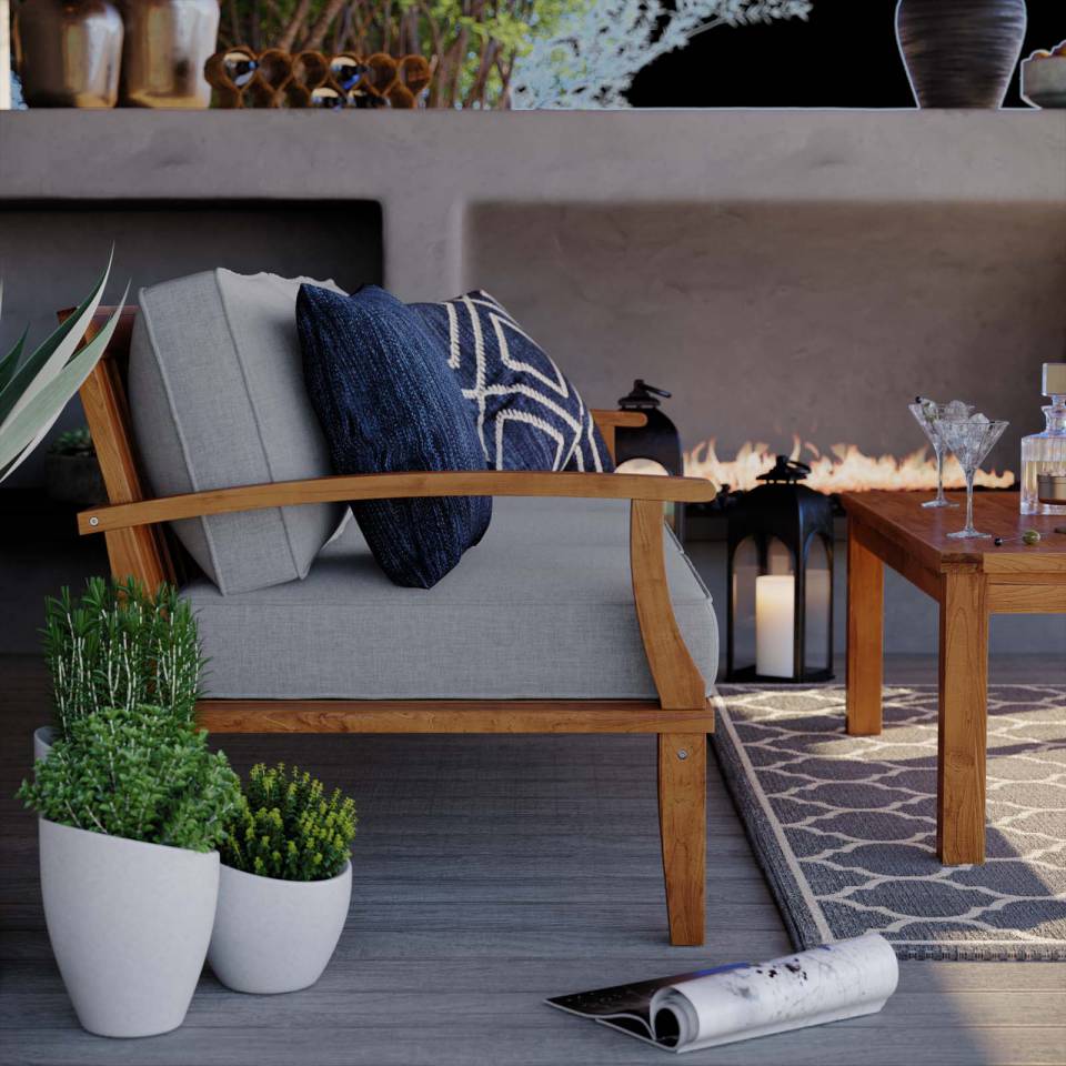 Modway Marina Outdoor Patio Teak Sofa - EEI-4176 | Outdoor Sofas, Loveseats & Sectionals | Modishstore - 2