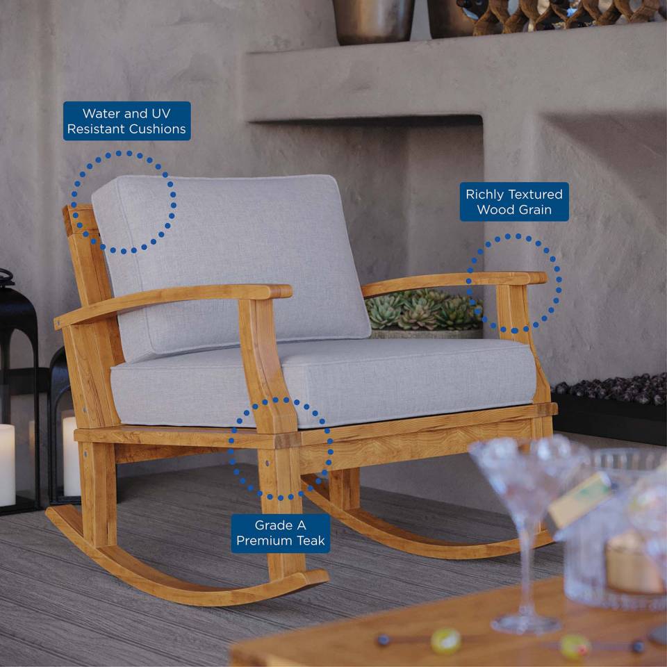 Modway Marina Outdoor Patio Teak Rocking Chair - EEI-4177 | Outdoor Chairs | Modishstore - 8