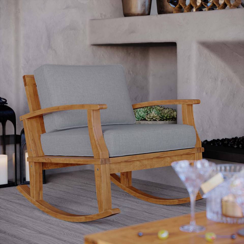Modway Marina Outdoor Patio Teak Rocking Chair - EEI-4177 | Outdoor Chairs | Modishstore - 1
