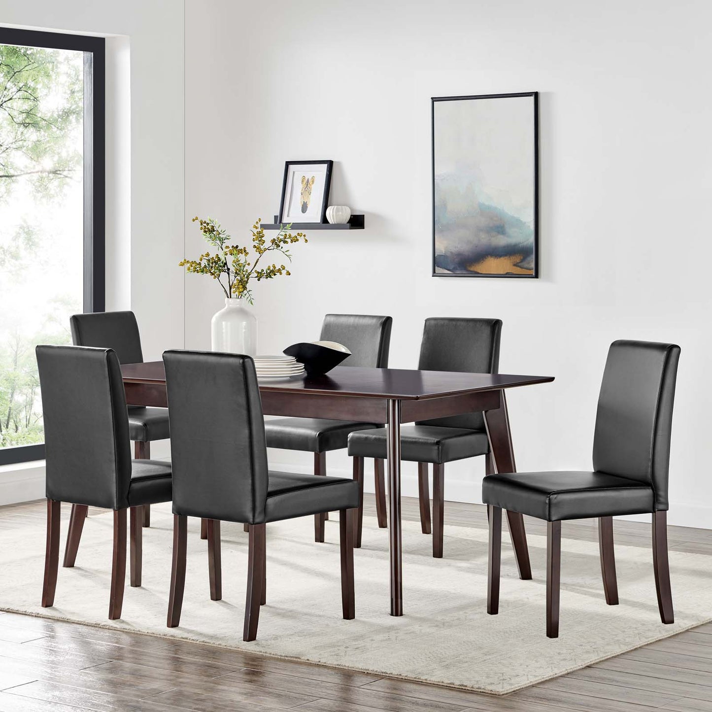 Prosper 7 Piece Faux Leather Dining Set By Modway - EEI-4188 | Dining Sets | Modishstore - 1