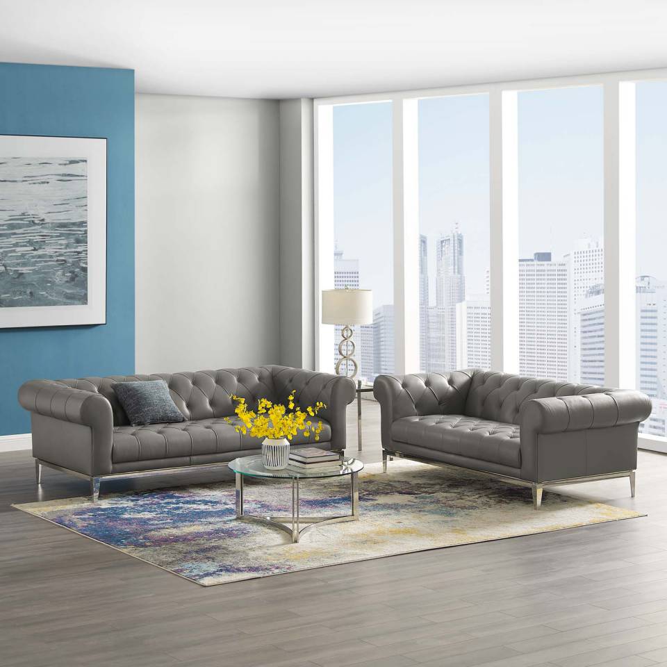Modway Idyll Tufted Upholstered Leather Sofa and Loveseat Set - EEI-4189 | Sofa Set | Modishstore - 1