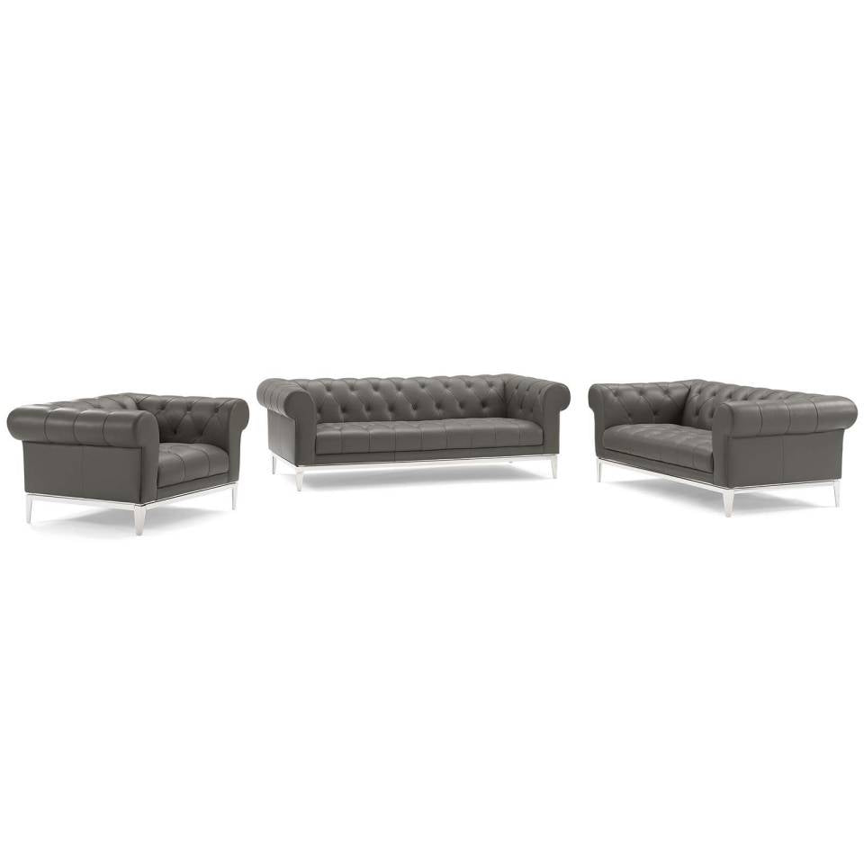 Modway Idyll 3 Piece Upholstered Leather Set - EEI-4190 | Sofa Set | Modishstore - 2